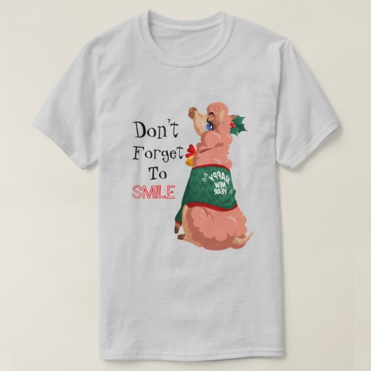 クリスマスのラマ Tシャツ (デザイン正面)