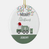 クリスマスのリサイクルごみ収集車カスタム セラミックオーナメント (右)