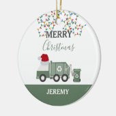 クリスマスのリサイクルごみ収集車カスタム セラミックオーナメント (左)