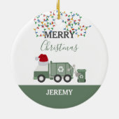 クリスマスのリサイクルごみ収集車カスタム セラミックオーナメント (裏面)