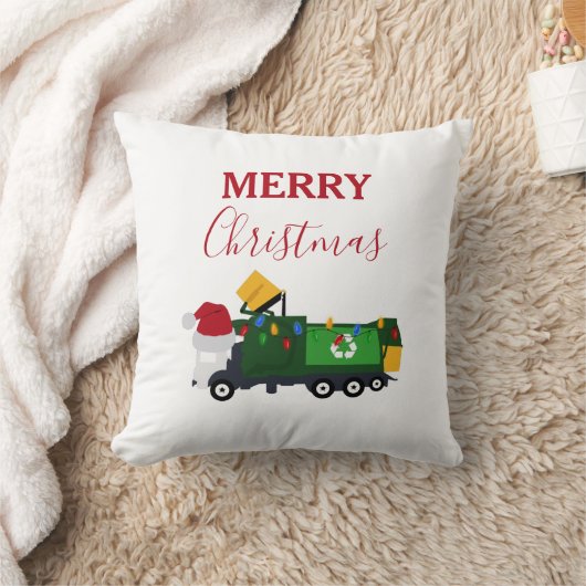 クリスマスのリサイクルごみ収集車 クッション (ブランケット)