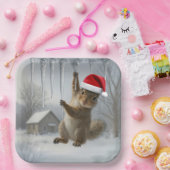 クリスマスのリスが氷柱にぶら下がる ペーパープレート (パーティー)