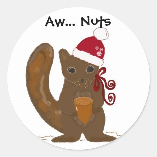 クリスマスのリスのかわいいフレーズ ラウンドシール (正面)