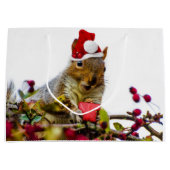 クリスマスのリスの大きいギフトバッグ ラージペーパーバッグ (正面)