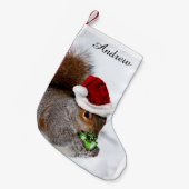 クリスマスのリス スモールクリスマスストッキング (正面 (吊り時))