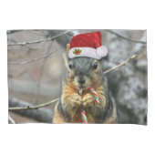 クリスマスのリス 枕カバー (正面)