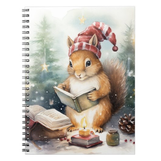 クリスマスのリス 読書中 ノートブック (正面)