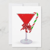 クリスマスのリボンが付いたマティーニカクテル シーズンカード (正面)