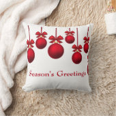 クリスマスのリボンが付いている赤いクリスマスの球 クッション (ブランケット)