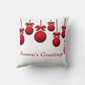 クリスマスのリボンが付いている赤いクリスマスの球 クッション (裏面)