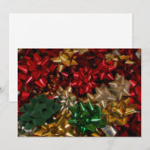 クリスマスのリボン カラフル フェスティブ ホリデー シーズンカード (正面/裏面)