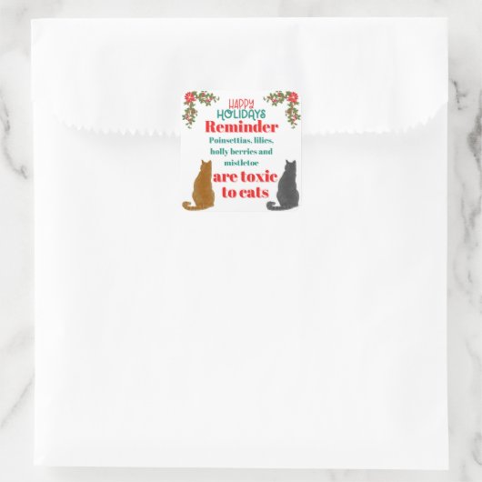 クリスマスのリマインダー猫好き スクエアシール (バッグ)