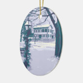 クリスマスのリンカーンの家 セラミックオーナメント (左)