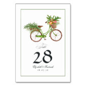 クリスマスのリンゴと松の自転車 冬の結婚式 テーブルナンバー (裏面)