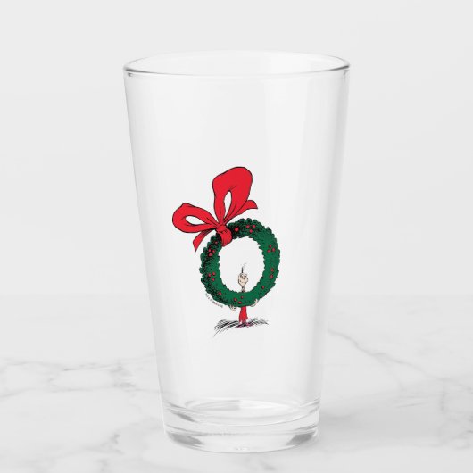 クリスマスのリースから顔を覗かせるフー タンブラーグラス (正面)