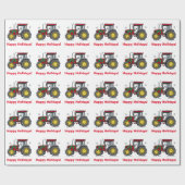 クリスマスのリースが付いているトラクター ラッピングペーパー (フラット)