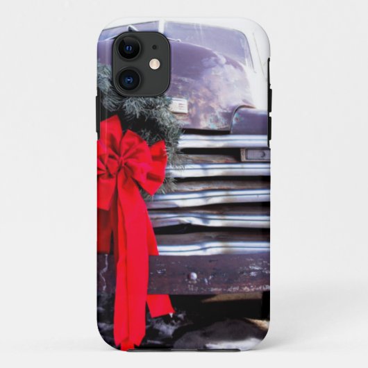 クリスマスのリースが飾られたアンティークトラック Case-Mate iPhoneケース (裏面)
