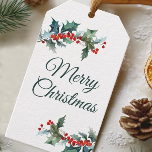 クリスマスのリースとイチゴ ギフトタグ