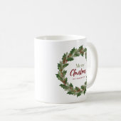 クリスマスのリースと装飾文字 | メリークリスマスマグ コーヒーマグカップ (正面右)