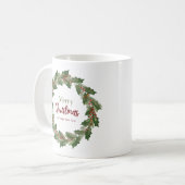クリスマスのリースと装飾文字 | メリークリスマスマグ コーヒーマグカップ (正面左)