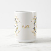クリスマスのリースと鹿 黄色いクリーム コーヒーマグカップ (中央)