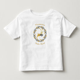 クリスマスのリースと黄色いシカ カスタマイズ可能 トドラーTシャツ