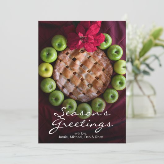 クリスマスのリースに似たアップルパイ シーズンカード (スタンド正面)