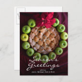 クリスマスのリースに似たアップルパイ シーズンポストカード (正面/裏面)