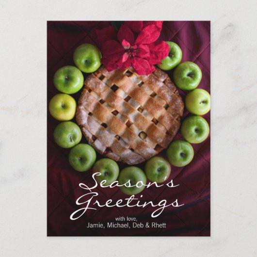 クリスマスのリースに似たアップルパイ シーズンポストカード (正面)
