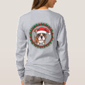 クリスマスのリースに包まれた愛らしい犬 Tシャツ (裏面)