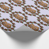 クリスマスのリースのかわいいハムスターのカップル: 芸術 ラッピングペーパー (角)