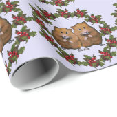 クリスマスのリースのかわいいハムスターのカップル: 芸術 ラッピングペーパー (ロールコーナー)