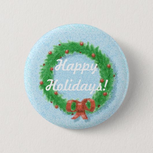 クリスマスのリースのギフトのラベルボタン 缶バッジ (正面)