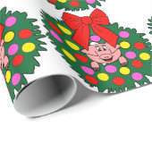 クリスマスのリースのブタ ラッピングペーパー (ロールコーナー)