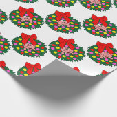 クリスマスのリースのブタ ラッピングペーパー (角)