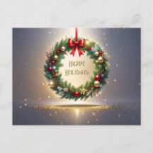 クリスマスのリースのホリデーポストカード