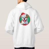 クリスマスのリースの中の幸せな犬 パーカ (裏面)