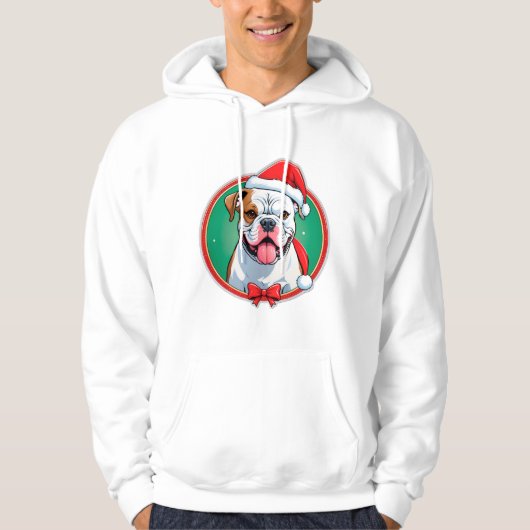 クリスマスのリースの中の幸せな犬 パーカ (正面)