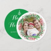 クリスマスのリースの休日カード|家族のポートレート シーズンカード (正面/裏面)