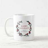 クリスマスのリースの家族のデザイン コーヒーマグカップ (左)