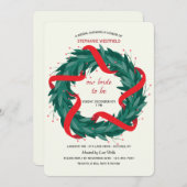 クリスマスのリースの招待状 招待状 (正面/裏面)