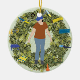 クリスマスのリースの敏捷の扱う人1 セラミックオーナメント