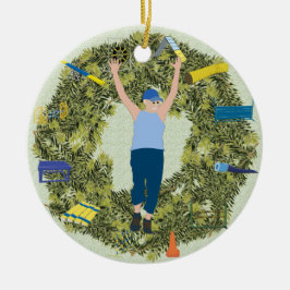 クリスマスのリースの敏捷の扱う人2 セラミックオーナメント