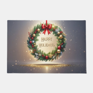 クリスマスのリースの祭りのドアマット ドアマット