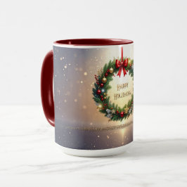 クリスマスのリースの華やかなマグカップ マグカップ