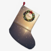 クリスマスのリースの飾り付けのブーツ ラージクリスマスストッキング (正面 (吊り時))