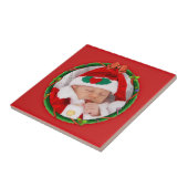 クリスマスのリースはあなたの写真及び赤い背景を加えます タイル (側面)