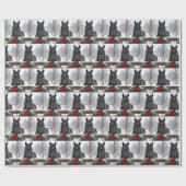 クリスマスのリースを持つ馬 ラッピングペーパー (フラット)