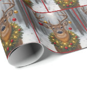 クリスマスのリースを身に着けた雄鹿 ラッピングペーパー (ロールコーナー)