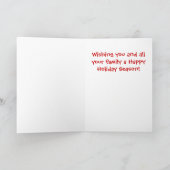 クリスマスのリースを通って跳んでいる青いプードル シーズンカード (内部)